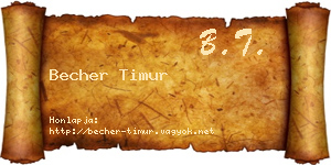Becher Timur névjegykártya